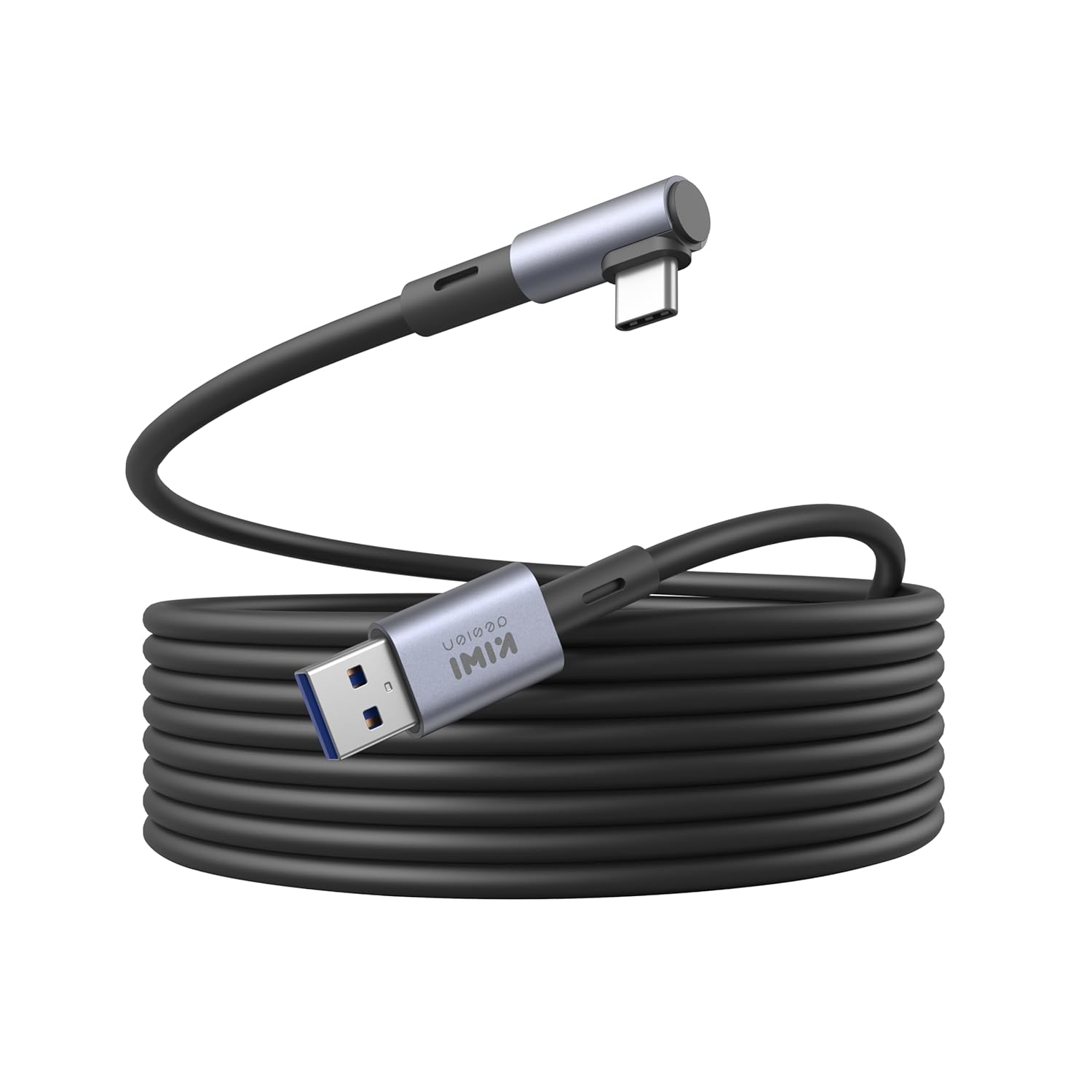 KIWI design Link Kabel Kompatibel mit Quest 3/2/1/ Pro, und Pico 4, 5M mit Kabel Clip, High Speed PC Datenübertragung, USB 3.0 zu USB C Kabel für VR Headset