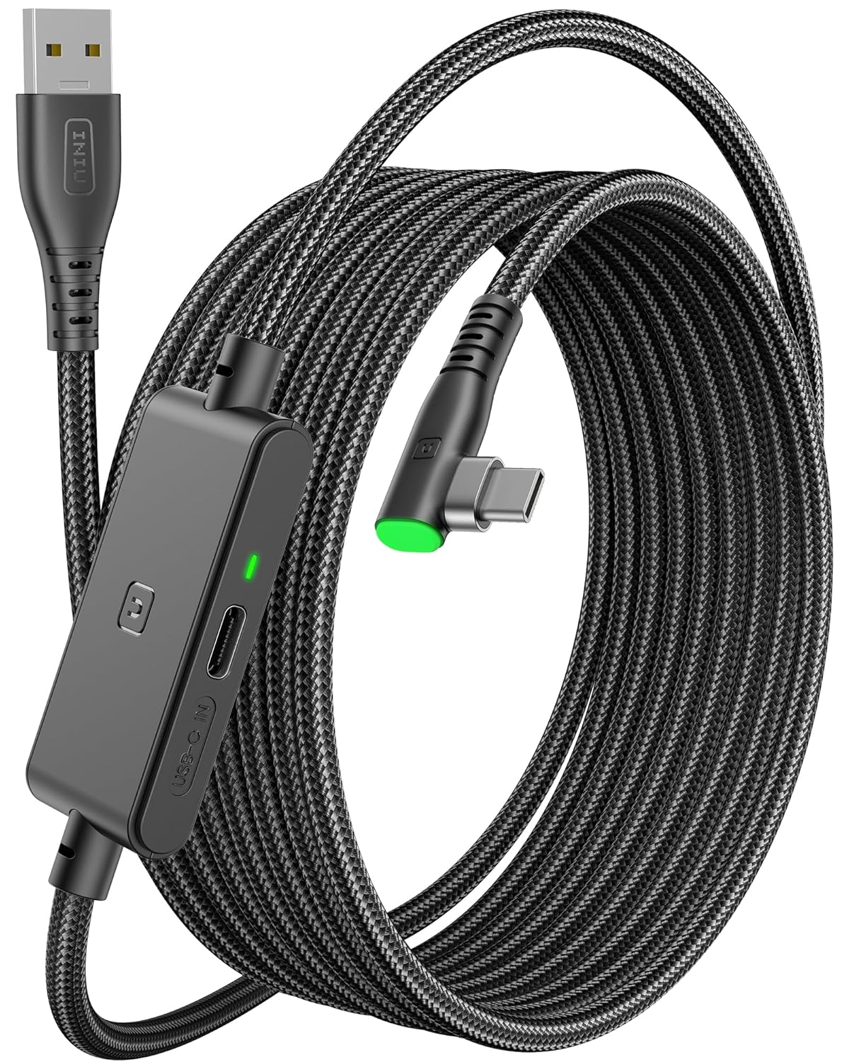 INIU Link Kabel mit Ladeanschluss 5 m, Kompatibel mit Oculus Meta Quest 3/Quest 2/1/Quest Pro und Pico 4/PC Steam VR Zubehör, High Speed 2.5Gbs USB C Datenkabel PC zu PC für VR Headset Accessories.